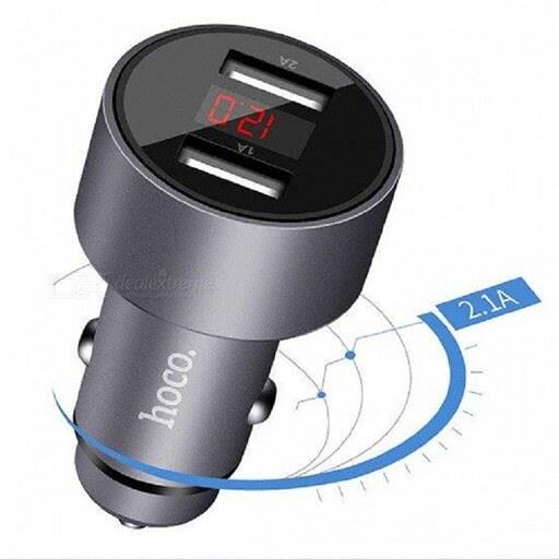 شارژر فندکی خودرو برند هوکو دو پورت usb و صفحه نمایش led